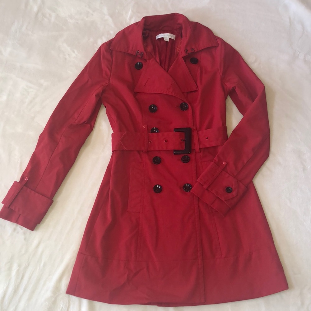 New York & Company Red Lined Rain Jacket Size XS